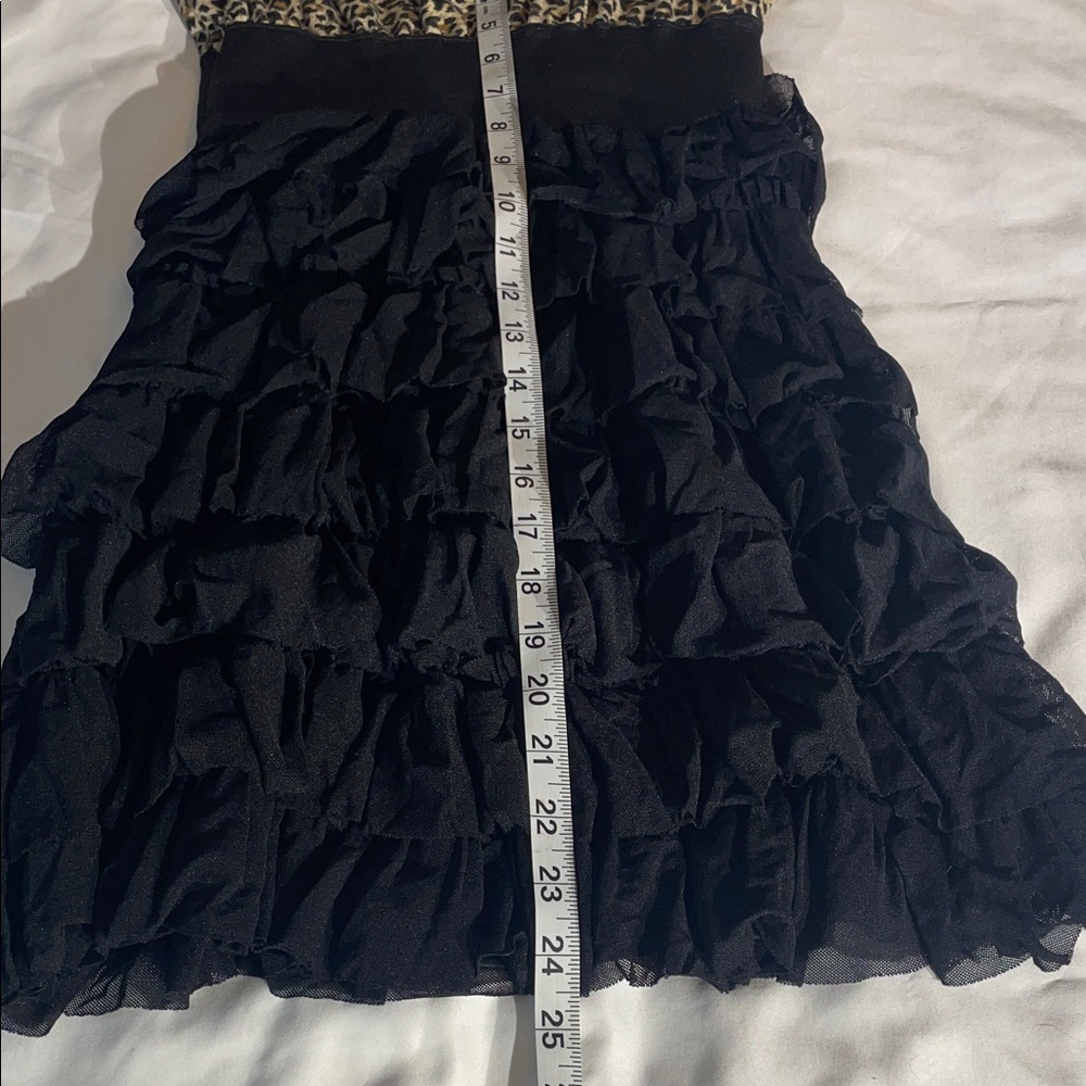 Freeway Leopard Print Ruffle Mini Dress with elastic band waist. Size SMALL - Picture 9 of 10